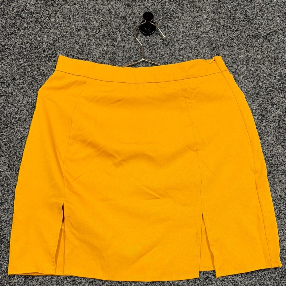 Missguided Skirt Women 4 Yellow Double Split Mini Cord Co-ord High Waist New